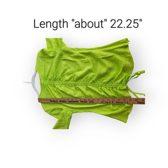 TopShop l/s mod stretch ruched front tie crop top in neon green lime NWOT size 4 - Picture 5 of 9